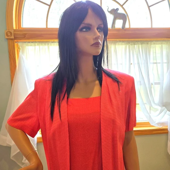 Stylish 2-Piece Look by Virgo II, Light Red, Short Sleeves, Size 12 - Picture 3 of 8